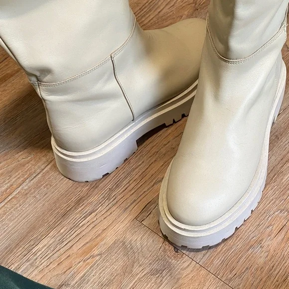 & Other Stories Cream Leather Boots - Picture 4 of 5